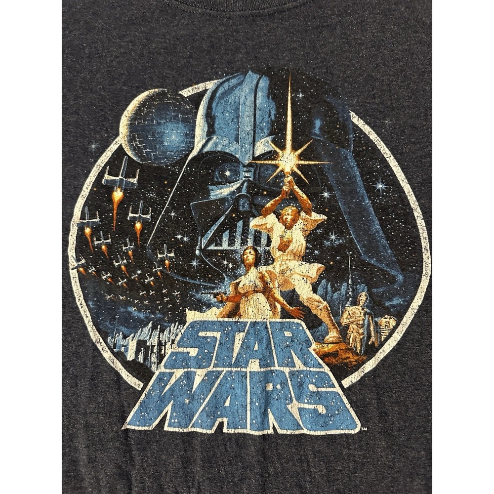 Star Wars A New Hope Graphic Tee Shirt Star Wars Distressed Blue Size Large Rare - Picture 2 of 4